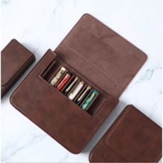 만년필 펜 케이스 파우치 보관함, 3구, 1개, 브라운
