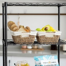 Suptinwear Handwoven Trapezoid Wicker Basket with Liner SeagrassStorage Bin for Closet Shelf Ba, Natural