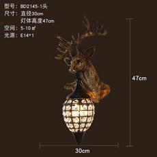 헌팅트로피 사슴 조명 동물 머리 벽장식 빈티지 인테리어, G