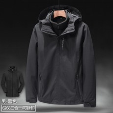 LARGE STORE 禦寒加厚素面連帽防風防水衝鋒外套 男生防風保暖外套 衝鋒衣