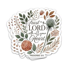 3PCs 'Trust in The Lord' with All Your Heart 스티커 기독교 잠언 3:5 성경 야생화 신 신앙 방수 비닐 노트북 저널 데칼 성인용 선물 7.6