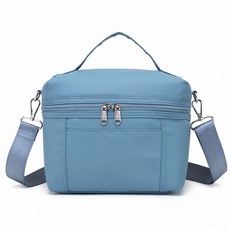 大容量防水斜挎餐包，適配飯盒水杯，學生帶飯辦公出行家庭聚餐實用包, 湖藍色, 1個