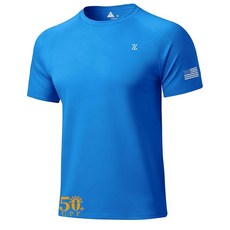 WENTTUO 남성용 티셔츠 래쉬가드 UPF 50+ 수영 셔츠 자외선 차단 빠른 건조 수분 흡수 운동 티셔츠 하늘색 XXL