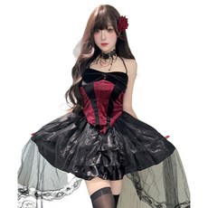 哥特女王無袖短裙cos服套裝