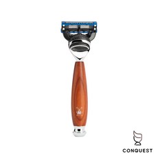 CONQUEST 德國MUHLE VIVO R331F 五刀片刮鬍刀 Gillette Fusion 李子木握柄, 1個
