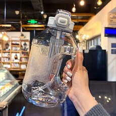 大容量tritan戶外運動健身男生噸噸桶學生杯子夏天太空杯, 1個, 1L, 活力白【7279】不含茶倉:1.5—2L(不含揹帶)
