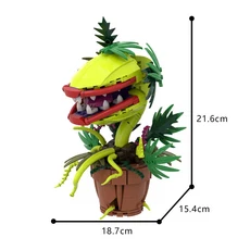 고브릭스 MOC 오드리 II 피라냐 플랜트 빌딩 블록 챔퍼 화분 식물 호러 플라워 모델 브릭 조립 장난감 어린
