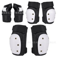 海龜硬式六件護具組 溜冰直排輪滑板車戶外運動護具 M號 黑白色, 1個