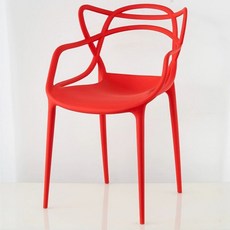 플라스틱 식탁 의자 인테리어 의자 카페의자 업소용 등받이, 레드, 1개