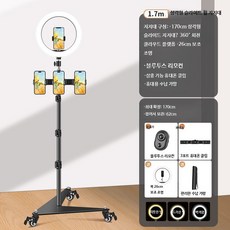 휴대용 삼각대 슬라이딩 휠 스마트폰 촬영 라이브 방송 거치대 안정 지지대, 1개, 20_1.7m금속바퀴+26cm램프4기능, 단일 모델