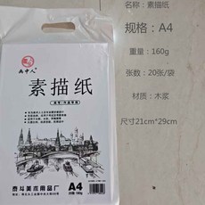 學生素描紙4K 8K 加厚素描繪畫紙 手抄報圖畫紙 美術專業塗鴉白紙, 1個, A4（21*29）白色素描紙20張