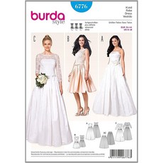 Burda B6776 웨딩 및 이브닝 드레스 패턴 110194, Burda B6776 웨딩 및 이브닝 드레스 패턴 11