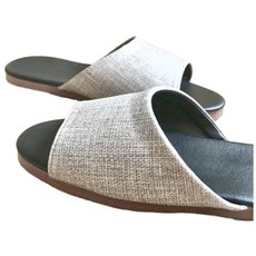 TAIWAN SLIPPER 台灣犀利趴 簡約系列 純色皮質室內拖鞋, 靜音EVA鞋底 防滑鞋底, M, 爵士米灰, 2雙