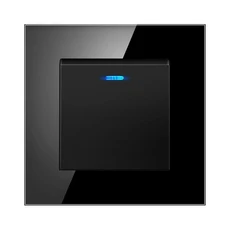유형 86 임베디드 110V220V 유선 호텔 초인종 LED 표시기가 있는 집 초인종 스위치 벽 버튼 강화 크리스탈 유리 창, black LED No logo, EU 표준