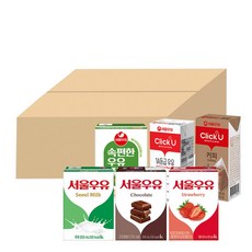 [멀티박스]서울우유 멸균우유 6종(멸균우유+딸기우유+초코우유+클릭유+속편한저지방우유+클릭유커피) (각4개씩 총24입), 200ml, 24개