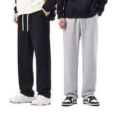 2장세트 남자 기모 트레이닝바지 가을 겨울 츄리닝바지 스트레이트 일자 팬츠 남녀공용 Tanlz-609
