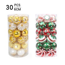 圣誕球6cm30個套裝裝飾品桶裝圣誕樹裝飾球閃亮圣誕球聖誕節節慶派對裝飾聖誕掛飾聖誕佈置耶誕居家佈置, 紅綠,6厘米, 1個