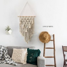 월행잉 대형 마크라메 벽장식 벽걸이 인테리어 장식 드림캐쳐 거실 소품 감성 빈티지 패브릭, c. 투명 45 x65cm