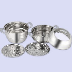 蒸鍋 廚具 304不鏽鋼 28cm鍋具 透明鍋蓋 矽膠防燙手把 電鍋通用 雙層 蒸籠汽鍋, 1個, 3層
