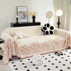 雪尼爾沙發巾蓋布 簡約圖案設計防塵蓋毯, 盛年牡丹橘,130x180