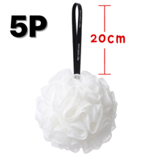 담담라이프 20cm 롱스트랩 거품 풍성 저자극 샤워볼, 1개, 5개입, 올화이트