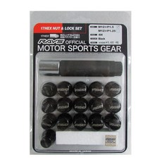 Rays 17HEX Rock & amp; 너트 세트(4홀용) M12 x 1.5 블랙 74082000002BK