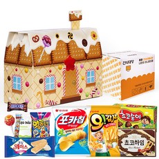 달달한 나만의 집 쿠키하우스 종합선물세트 포카칩 초코하임 초코송이 핵아이셔 프링글스 오마이봉 미니벨 네모스낵 까먹는 망고 젤리, 1개, 쿠키하우스 10종