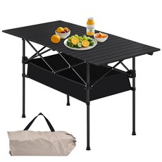 폴딩 롤 캠핑테이블 피크닉테이블 대형, 블랙