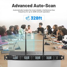 데스크탑 PC 콘덴서 마이크 회의용 게임용 Phenyx Pro PTC-4 무선 회의 4x50 UHF 자동 구즈넥 4개, US plug