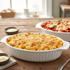 본차이나 그라탕기 세트 오븐용 내열 도자기 샐러드볼 파스타 스파게티 용, 4개, 화이트