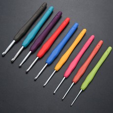 뜨개질 바늘 실리콘 손잡이 코바늘 2.0mm-10.0mm, 1개