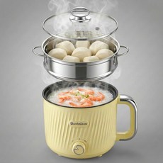 다용도 일체형 소형 전기 냄비 조리 냄비, 노란색, QA-11