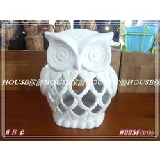 HOUSE傢飾 白色陶瓷貓頭鷹燭台