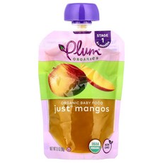 Plum Organics 유기농 이유식 Just® 망고 1단계 4개월 이상 99g(3.5oz) Organics (플럼 오가닉스), 1개