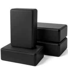 4팩 요가 블록 22.9 x 15.2 7.6cm(9 6 3인치) 소프트 EVA 폼 경량 미끄럼 방지 소품 경사진 가장자리 필라테스 스트레칭 명상용 (블랙)