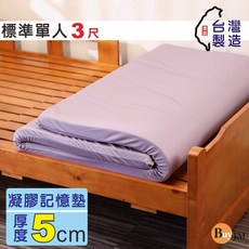 BuyJM 涼感凝膠記憶床墊 MIT 灰色-BE022GR，台灣製造，涼感舒適，記憶棉支撐，簡約設計