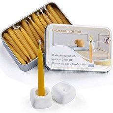 명상 밀랍 캔들 40개 20분 미니 캔들 세트 2 6인치 소형 밀랍 테이퍼 캔들 가정용 여성용 무연 무독성 요가