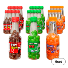 젤리빈 60g 콜라병 + 사이다병 + 판타병 / 세트 탄산음료 맛 젤리 빈 구미 간식, 9세트, 180g