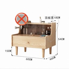 飄窗化妝桌 實木梳妝台 榻榻米梳妝檯 收納櫃 小型化妝台 小戶型主臥室專用, 原木色抽屜-60CM寬【無鏡子】