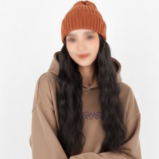 백송 풍성한 통가발 웨이브 히피 비니 보헤미안 캐주얼스타일 자연스러운 따뜻한 여성 가발 모자, 1개, 풍성한통가발웨이브히피비니 카멜블랙헤어
