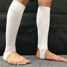 足球襪套 護腿訓練運動小腿腳踝固定 無底彈力 男女比賽, 白色,均碼, 1個
