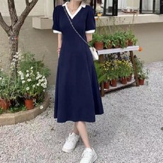 couchsurfing 여성 V 넥 A 라인 미디원피스