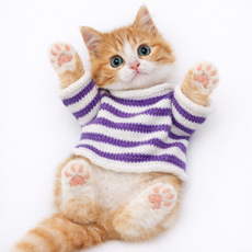 초소형 아기 강아지 고양이 자수 니트 스웨터 옷, 1개, 스트라이프퍼플