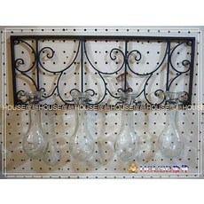 House傢飾 壁掛式復古鑄鐵4入玻璃花瓶 - 限量新款