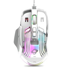 지클릭커 크리스탈 RGB 무소음 게이밍 유선 마우스, GM-E9000, 투명
