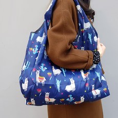 잇츠스토어 휴대용 접이식 빅사이즈 대형 장바구니 XL, XL_21_네이비 라마, 1개