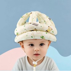 嬰兒帽子 輕盈透氣學步護頭帽 防摔帽 寶寶學走路防撞神器 兒童保護墊 夏季透氣, 萌字小動物（搭扣款）勇敢學步,6-24個月（可調節透氣防摔防撞）, 1個