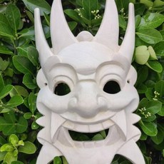 儺戲面具 手工木雕 古風面具 旅拍拍照道具, 1個, 白胚2號款