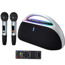 大聲公 圓將型無線行動音箱 雙麥克風組 DSP音效處理 IPX5防潑水 K歌功能 銀黑色