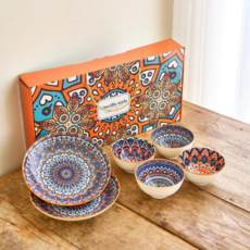 메리테이블 선물포장 집들이 선물 그릇 홈 세트, 1세트, 그릇4+접시2, 보헤미안